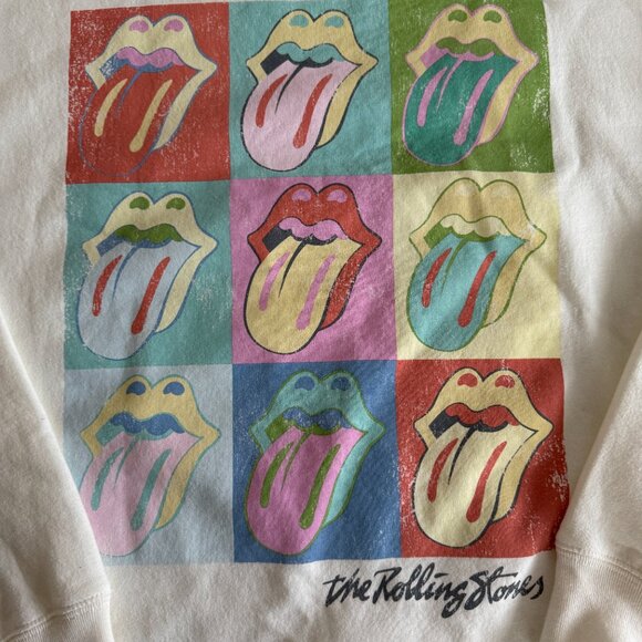 Vintage Rolling Stones Women's Large Cream Sweatshirt - Picture 3 of 4